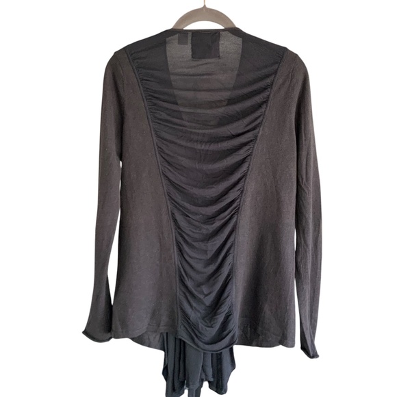 Anthropologie Guinevere Grey Linen Blend Open Front Drape Cardigan SZ M - Picture 6 of 14